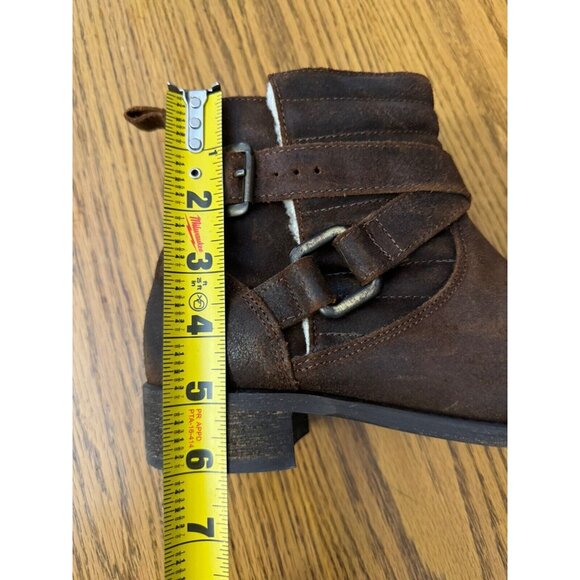 Sundance Molly Pitcher Sherpa Lined Booties Boots Buckle Size 39 / 8.5-9 Brown - Picture 9 of 13